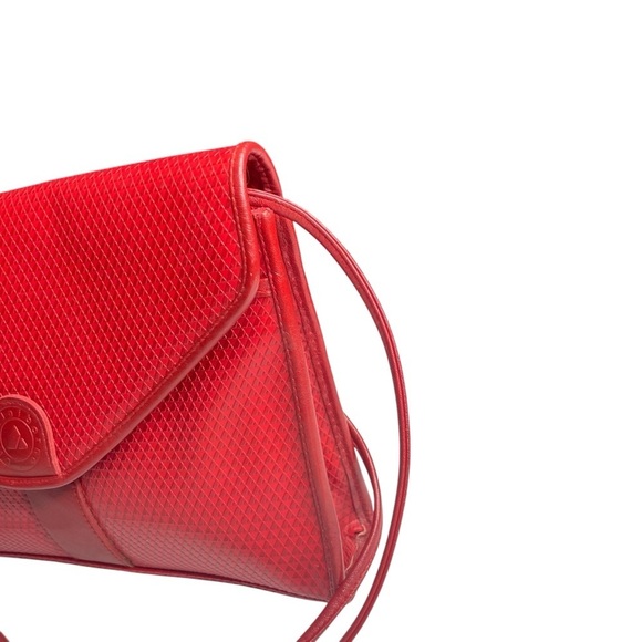 Vintage 80s LIZ CLAIBORNE Leather Convertible Clutch Shoulder Bag Classic RED - Picture 5 of 14
